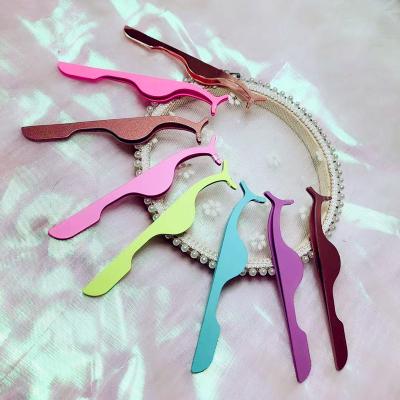 China Comfortable Handle Eyelash Tweezers Wholesale Custom Stainless Steel Rose Gold Mink Eyelash Tweezers Private Label Applicator for sale