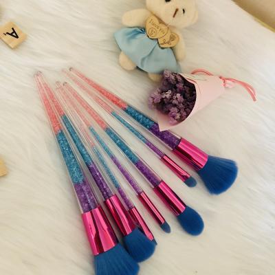 China Angular Blush Crystal Handle Diamond Makeup Brushes 7Pcs Glitter Makeup Brush Set for sale