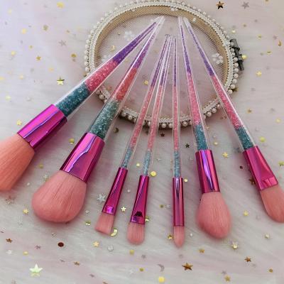 China Angular Blush Private Label Makeup Brushes 7pcs Diamond Makeup Brush Set Shiny Handle Set Brush With Custom Logo for sale