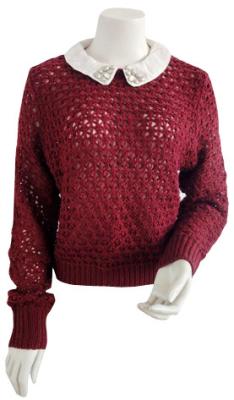 China Roter Schmuck-Verschönerungs-Kragen-Pullover-Strickjacken-Brombeerstrauch näht Pullover-abnehmbaren Kragen zu verkaufen