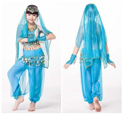 China Blue Lightweight Soft Childrens Belly Dance Costume Set Comfortable for sale