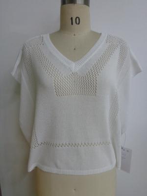 China Mujeres con cuello de pico del suéter de la camiseta cuadrada floja blanca de la primavera con más largo trasero en venta