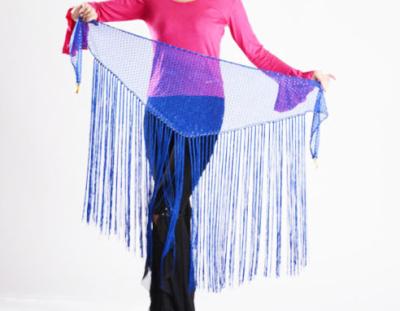 China Shinning Sequins Hip Scarf For Belly Dancing / Long Fringes Belly Dance Hip Scarves for sale