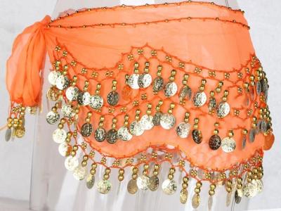 China Polyester Adult Basic Belly Dance Hip Scarf With Coins , Lightweight for sale