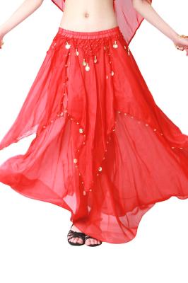 China Light and colorful chiffon fabric  diy belly dance skirt with coins for sale