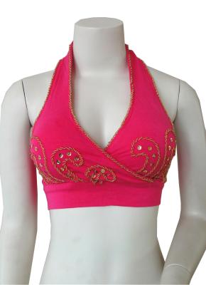 China De sexy Geparelde halter bovenkant van de buikdansenbustehouder/bellydancekleding Te koop