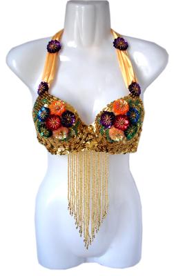 China Sexy handmake Custom belly dance costumes belly dance tops with long fringes for sale