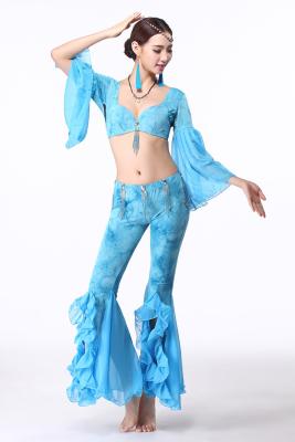 China Flared graceful belly dance performance costumes tie dye top and pants for sale