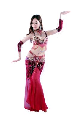 China Red color Professional belly dance costumes , bellydancing outfits size S M L for sale