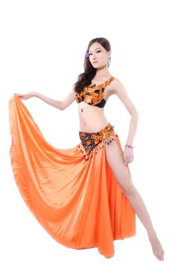 China Layered leaf asymmetric design professional belly dance costumes with shinning diamonds for sale