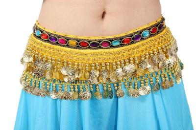 China Velvet belly dancing hip scarf with coins , beaded belly dance belt for sale