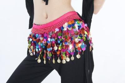 China Sweet multi color paillettes belly dance hip scarf , belly dance waist belt for women for sale