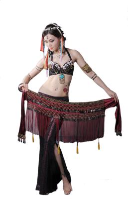 China Classic egyptian tribal belly dance hip scarf with long fringes and tassels for sale