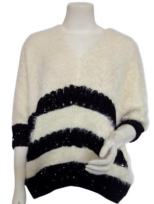 China V neck ladies pullover sweaters  with Furry yarns for sale