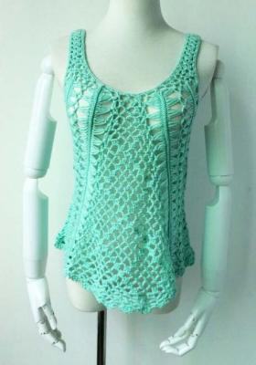 China Custom Women's green fashion vest hand crochet , summer tank tops for sale