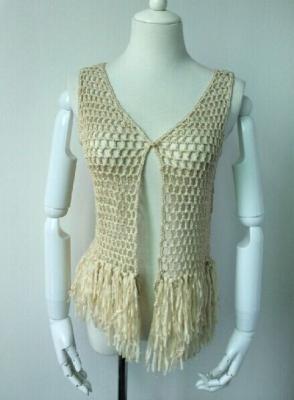 China Women's crochet clothing waistcoat with fringes hand knitted top for summer for sale