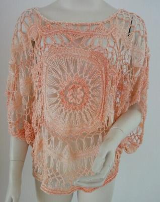 China Gradient peach color circle front bat wing crochet blouse clothing knitted sweaters for sale