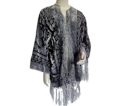 China Customized lady's Nylon or silk beautiful burnout velvet shawl for winter for sale