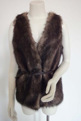 China Adult Ladies Fashion Clothing fashion fake fur waistcoat with PU belt for sale