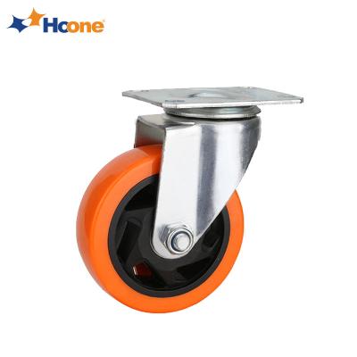 China Easy Installation Hoone Factory 3 4 5 Inch Casters Orange Wheels With Brake 4 Inch Swivel Industrial Caste for sale