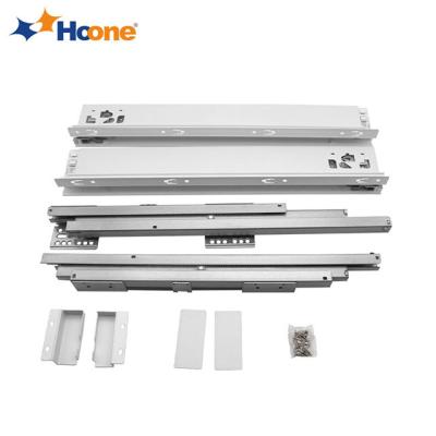 China Hoone Guangzhou System Metal Box Soft Closing Telescopic Automatic Push To Open Cabinet Box Drawer Slide Box Heavy Duty Tandem Rail for sale