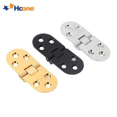 China Hoone Durable Modern Zinc Alloy Flat Cabinet Hinge Brass Table Hidden Flange Fittings Invisible Hinges For Furniture Hardware for sale