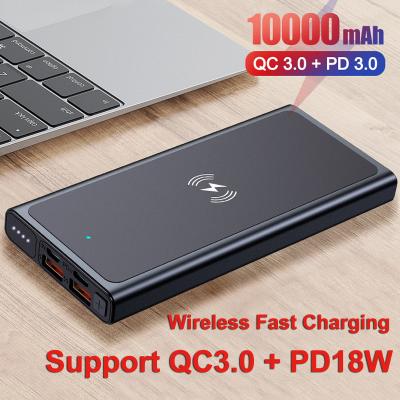 China Wireless Power Bank Portable Fast Charging Charger 10000mAh PD18W External Battery For QC3.0 iPhone Xiaomi Huawei for sale