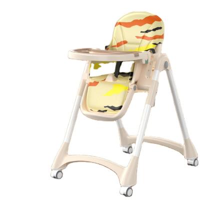 China Modern Portable Baby Dining Chair Height Adjustable Kids Leg Chair Folding Baby Booster Seat High Feeding Chair With Wheels for sale