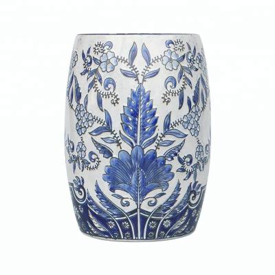 China Blue and white color handmade ceramic stools with carving for home office hotel garden decoration for sale