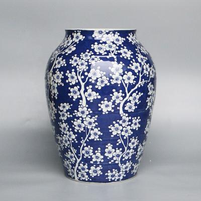 China CLASSIC Ceramic Vessel With Blue And White Ice Plum Bamboo Pattern Painted Chinese Classical Large Porcelain Floor Vase For Home Decor for sale