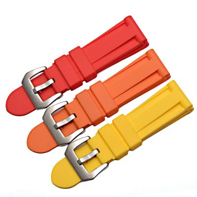 China Custom Waterproof Rubber Watch Band Strap Pure Color For PAM 22mm 24mm 26mm for sale