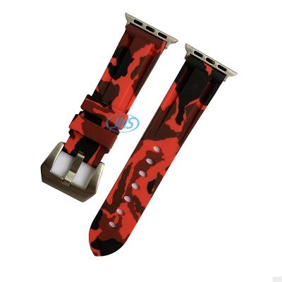 China Camouflage Custom Waterproof Camouflage Rubber Watch Band Strap For Apple Watch Bands for sale