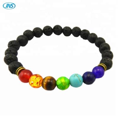 China Multicolor Balance Lava Stone Bead Custom Lava Stone Fashion Jewelry Beads 7 Chakra Yoga Bracelet for sale