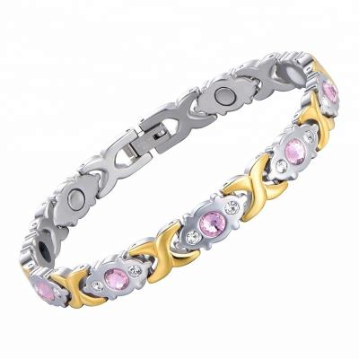 China Fashionable New Product Ladies Love Items Women Stainless Steel Crystal Energy Magnetic Bracelet for sale