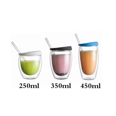 China Factory Direct Rubber Cover Drinking Glass Mug Viable Wholesale New Double Double Design High Quality for sale