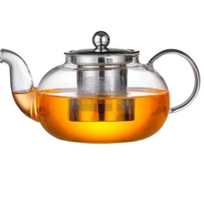 China WITH LID 600 Glass Lid Stainless Steel Glass Teapot Hand Blown Glass Teapot Infuser 800 1000ml for sale