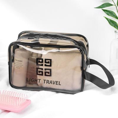 China Fashion Transparent Cosmetic Bag Zipper Makeup Organizer Travel Toiletry Clear PVC Bags For Women for sale