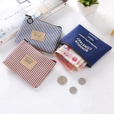 China Sweet Wholesale Custom Printing Simple Canvas Zipper Mini Coin Purse Female Students for sale