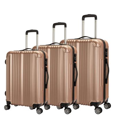 China Hot Sale Luxury 28/24/20 Inch Rose Gold 3 Piece Luggage Set For Women for sale