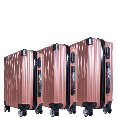 China Luxury Cheap Luggage 24inch PC Pink Waterproof Suitcases Cabin Polyester Luggage With Trolley for sale