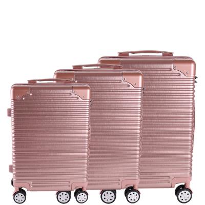 China Custom Fashion Pink Color Fashion PC Luggage Case ABS Printing Hard Luggage Bag With Trolley for sale