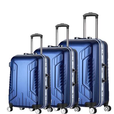 China Classic Vintage Sapphire Blue 20'28' High Quality ABS+PC Aluminum Trolley Suitcases Suit Case for sale