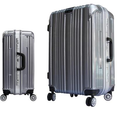 China Universal ABS+PC Business Travel 20' Silver Gray Trolley Cabin Luggage Sets 2 Pcs With High Quality for sale