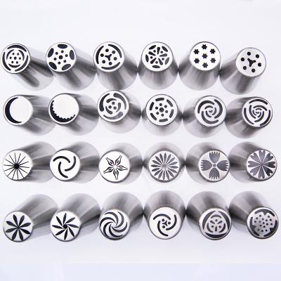 China Stocked Assorted Stainless Steel Nozzle Tips Piping Large Russian Icing Nozzles Set Cake Decorating Tools for sale