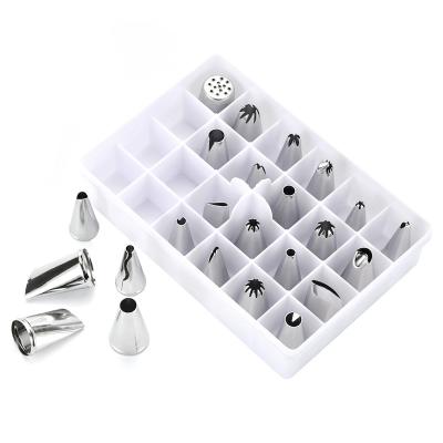 China Stainless Steel Tools Accessories 24 Ice Cream Tips Stocked Baking Piping Cake Decorating Nozzles Set for sale