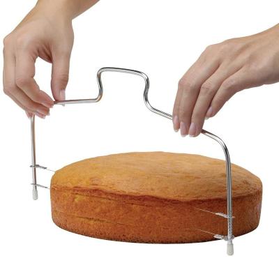 China Stainless Steel Tool Cake Bread Wire Cutter Layer Leveler Adjustable Baking Slicer for sale