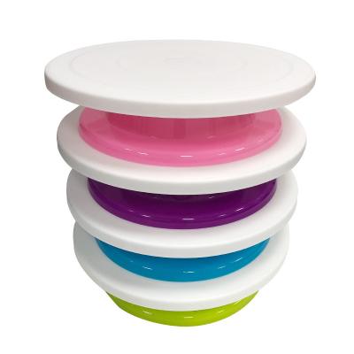 China Viable multicolor plastic rotating cake decorating turntable stand with color box packing for sale