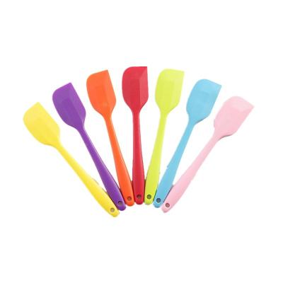 China Guangzhou Supplier Rubber Stocked Rubber Spatula Silicone Scraper Yellow Pink Red Blue Tool For Kitchen Cooking for sale