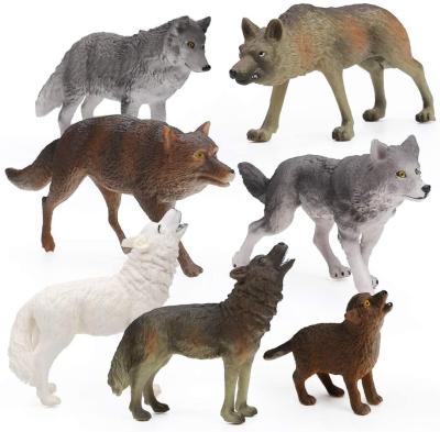 China Cartoon Toy Dongguan OEM Factory,Custom Figure 7Pcs Wolf Toy Figurines Set,Wolf Animals Action Figures for sale