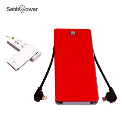 China Fast Charging Support Settpower RSQ8 Private Design 5000mAh All in One Portable Charger with Built in Plug and Wall Cable for sale